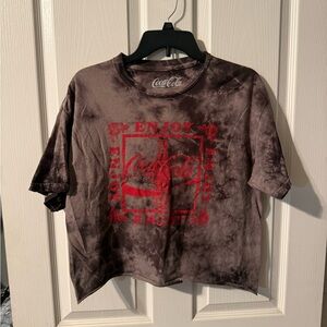 Coca Cola Red Logo on Black Tie-Dye Crop Top